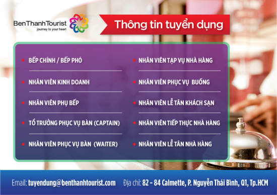 BenThanh Tourist tuyển dụng Khối Khách sạn - Nhà hàng